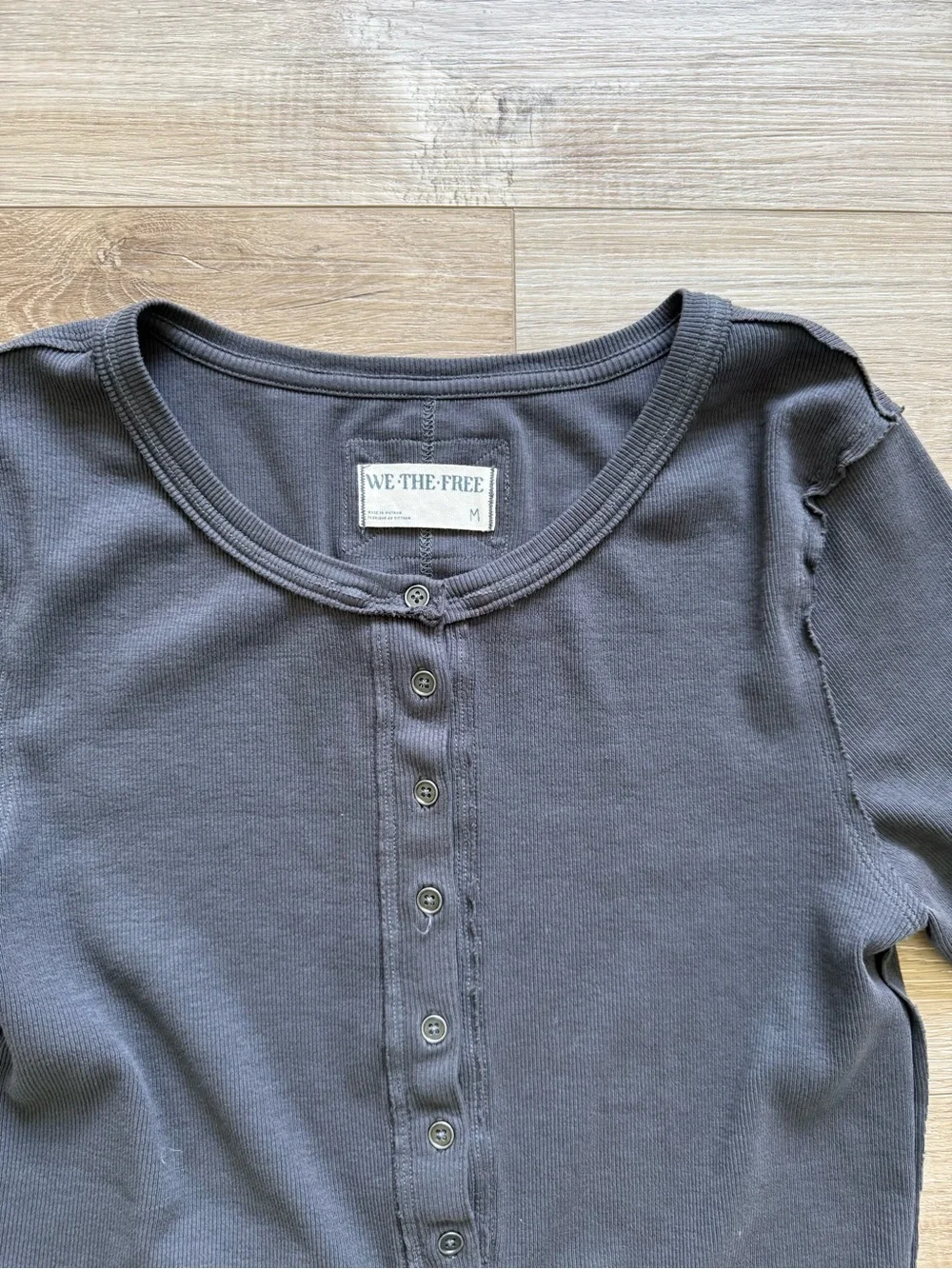 We The Free by Free People Charcoal Henley Long-Sleeve Top